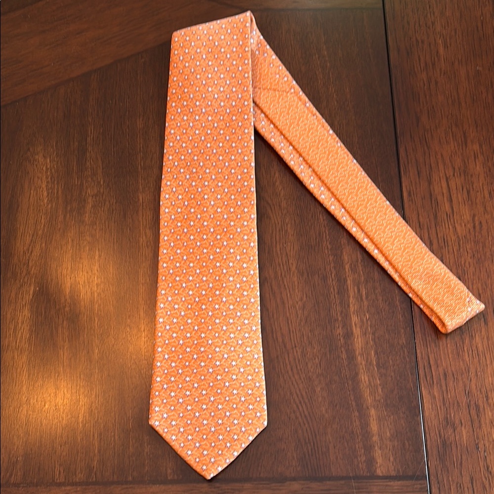 Tommy Hilfiger Blue and Orange Silk Tie with Star Pattern